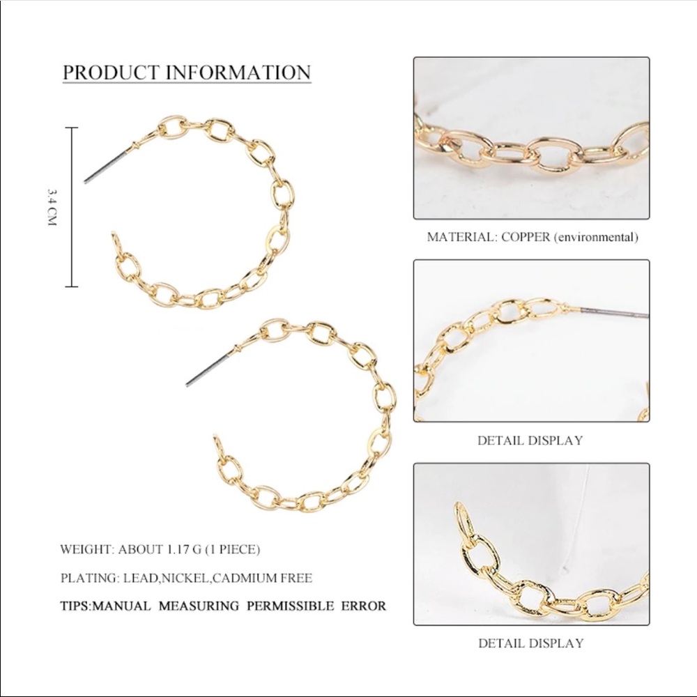 💕 linked hoop earrings 💕 - Picture 2 of 6